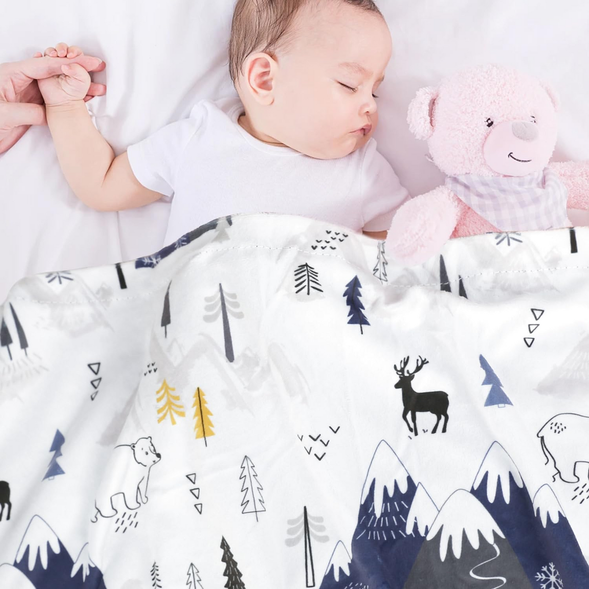 特撮 Handwoven Baby Blankets Unisex Baby Blanket for Boys Girls Printed Snow Mountain