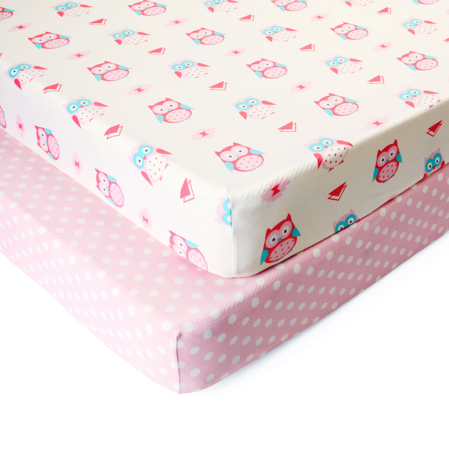 Crib Sheets Soft Stretchy Jersey Knit Pink Owl¨