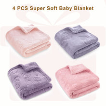 Boritar 4-Pack Baby Blanket for Girls Infant Newborn, 3D Flannel Fleece Crib Blanket, 30x40 Inch