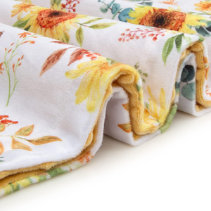 Minky Baby Blanket for Girls with Yellow Sunflowers Printed 30 x 40 Inch(75x100cm)