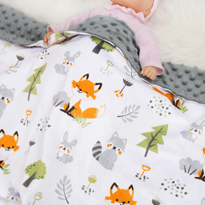 Baby Blanket with Cute Foxes for Boys and Girls Colorful Woodland and Animals Printed 30 x 40 Inch (75x100cm)