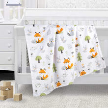 Baby Blanket with Cute Foxes for Boys and Girls Colorful Woodland and Animals Printed 30 x 40 Inch (75x100cm)