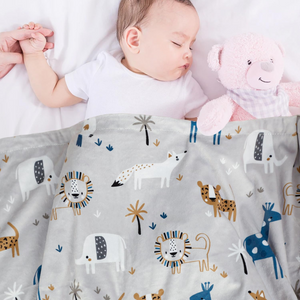Minky Baby Blanket for Baby Boys and Girls Animal Print Design