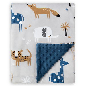 Minky Baby Blanket for Baby Boys and Girls Animal Print Design