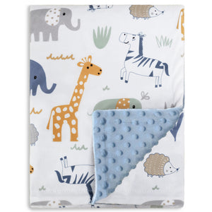 Minky Baby Blanket for Boys Girls with Cute Elephant Multicolor Printed 30 x 40 Inch