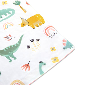Minky Baby Blanket for Girls Minky with Dinosaur Multicolor Printed