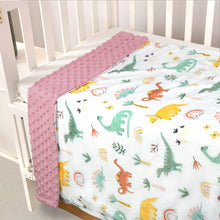 Minky Baby Blanket for Girls Minky with Dinosaur Multicolor Printed