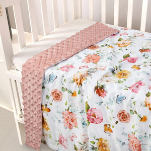 Elegant Floral Baby Blanket for Girls Multicolor Butterfly & Gentle Floral Printed 30x40 Inch(75x100cm)