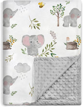 BORITAR Baby Blanket for Boys Girls Super Soft Double Layer Minky with Dotted Backing, Lovely Grey Elephant Animal Design Blanket for Toddler Newborn 30 x 40 Inch(75x100cm)