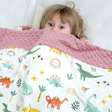 Minky Baby Blanket for Girls Minky with Dinosaur Multicolor Printed