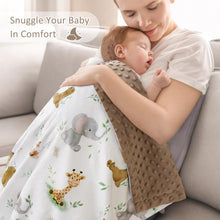 BORITAR Baby Blanket for Boys Girls Soft Plush Minky Fabric with Dotted Backing, Lovely Woodland Design Blanket for Toddler Newborn 30 x 40 Inch(75x100cm)