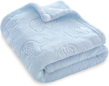 BORITAR Fleece Baby Blanket with 3D Elephant Design for Boys Girls, Ultra Soft Cozy Receiving Blanket for Newborn Infant Toddler, Fluffy Blanket for Crib, Stroller (30x40 Inches, Light Blue)