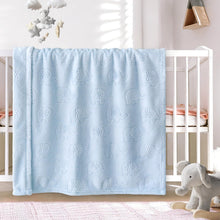 BORITAR Fleece Baby Blanket with 3D Elephant Design for Boys Girls, Ultra Soft Cozy Receiving Blanket for Newborn Infant Toddler, Fluffy Blanket for Crib, Stroller (30x40 Inches, Light Blue)