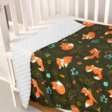 Minky Baby Blanket for Boys Girls with Forest Foxes Multicolor Printed