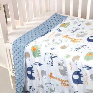 Minky Baby Blanket for Boys Girls with Cute Elephant Multicolor Printed 30 x 40 Inch
