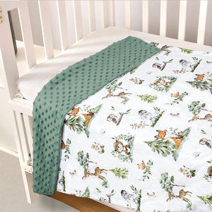 Minky Baby Blanket for Boys Girls with Lovely Woodland Animal Design