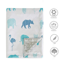 Baby Minky Blanket (Blue Animals)
